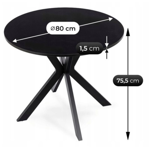 Stół LAUREN 80 cm Czarny