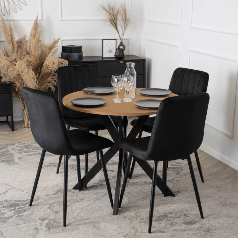 Stół LAUREN 80 cm Dąb Złoty/Czarny