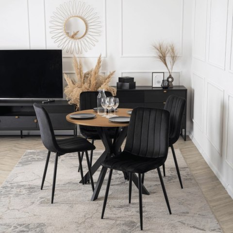 Stół LAUREN 80 cm Dąb Złoty/Czarny