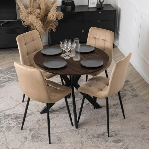 Stół LAUREN 80 cm Orzech/Czarny