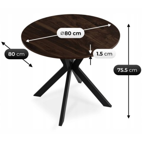 Stół LAUREN 80 cm Orzech/Czarny