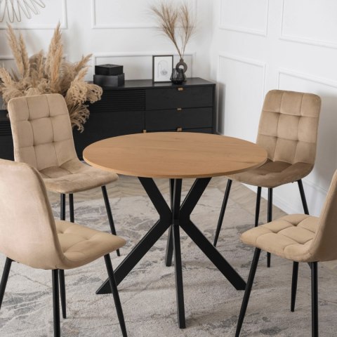 Stół LAUREN 90 cm Dąb Złoty/Czarny