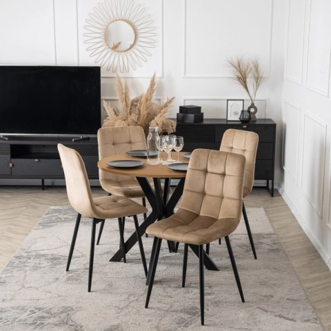 Stół LAUREN 90 cm Dąb Złoty/Czarny