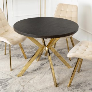 Stół LUGO Rozkładany 90-190 cm Czarny/Złoty