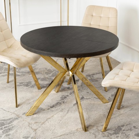 Stół LUGO Rozkładany 90-190 cm Czarny/Złoty