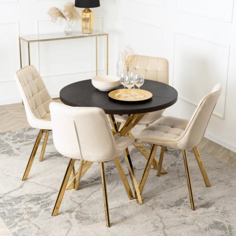 Stół LUGO Rozkładany 90-190 cm Czarny/Złoty