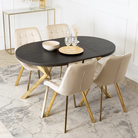 Stół LUGO Rozkładany 90-190 cm Czarny/Złoty