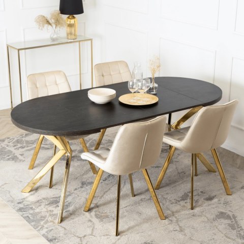 Stół LUGO Rozkładany 90-190 cm Czarny/Złoty