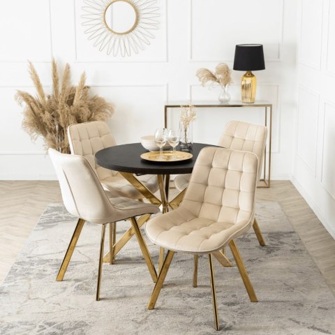 Stół LUGO Rozkładany 90-190 cm Czarny/Złoty