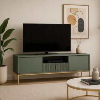 Szafka RTV MARCOS 155 cm Ryflowana Zielona