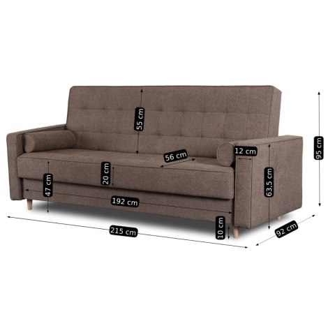 Zestaw 2x Sofa Rozkładana MALTA Brązowa