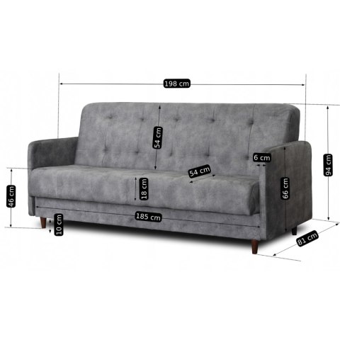 Zestaw 2x Sofa Rozkładana TIVOLI Szara