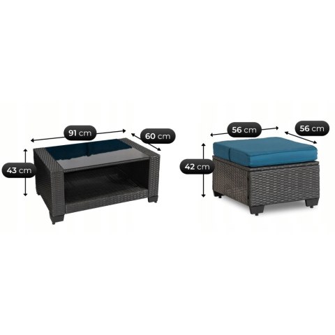 Zestaw Mebli Ogrodowych OLYMPIA Szary/Granatowy