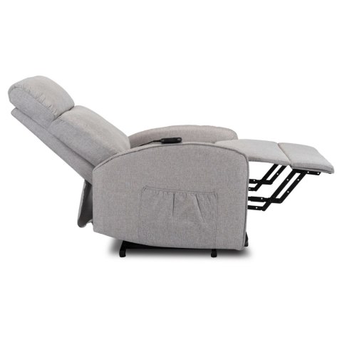 Fotel Wypoczynkowy COLTON z Funkcją Wstawania Elektrycznie Rozkładany Szary Nowoczesny