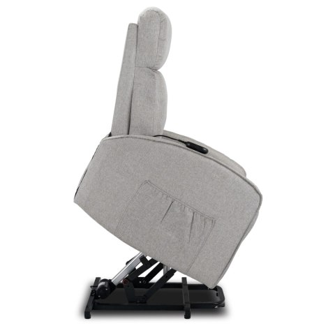 Fotel Wypoczynkowy COLTON z Funkcją Wstawania Elektrycznie Rozkładany Szary Nowoczesny