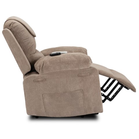 Fotel Masujący Elektrycznie Rozkładany FENIX z Funkcją Wstawania Beżowy