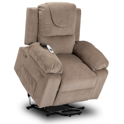 Fotel Masujący Elektrycznie Rozkładany FENIX z Funkcją Wstawania Beżowy