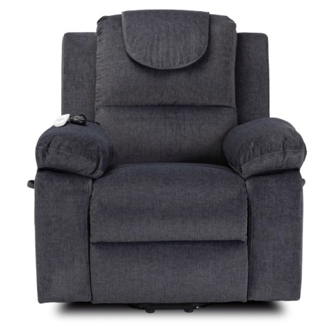 Fotel Masujący Elektrycznie Rozkładany FENIX z Funkcją Wstawania Ciemny Popiel