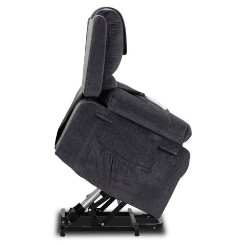 Fotel Masujący Elektrycznie Rozkładany FENIX z Funkcją Wstawania Ciemny Popiel