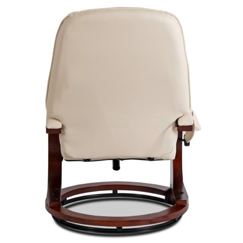 Fotel Masujący Podgrzewany CANO z Podnóżkiem Beżowy Ekoskóra