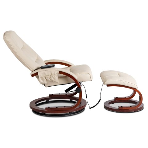 Fotel Masujący Podgrzewany CANO z Podnóżkiem Beżowy Ekoskóra