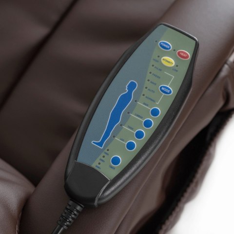 Fotel Masujący Podgrzewany CANO z Podnóżkiem Brązowy Ekoskóra