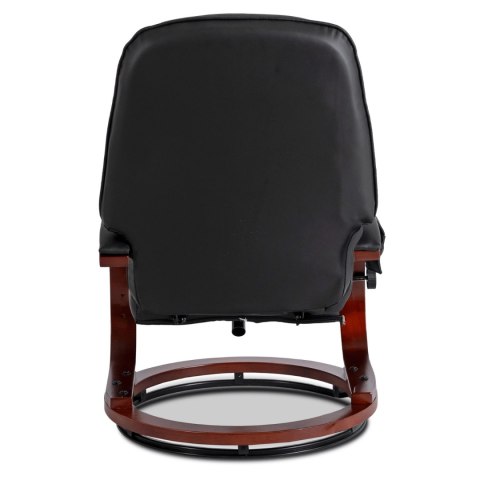 Fotel Masujący Podgrzewany CANO z Podnóżkiem Czarny Ekoskóra