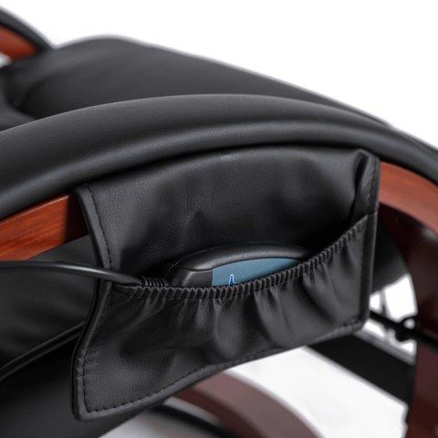 Fotel Masujący Podgrzewany CANO z Podnóżkiem Czarny Ekoskóra