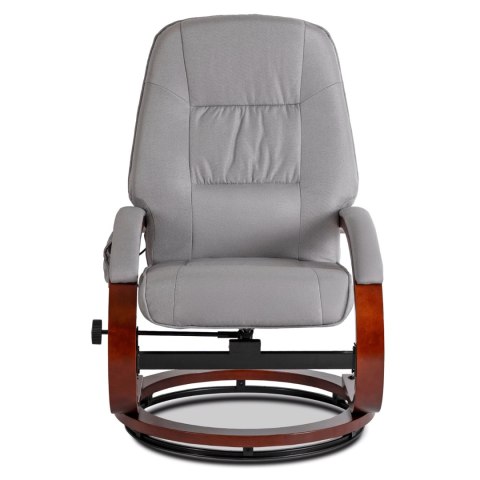 Fotel Masujący Podgrzewany CANO z Podnóżkiem Szary Tkanina