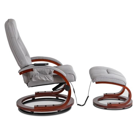 Fotel Masujący Podgrzewany CANO z Podnóżkiem Szary Tkanina