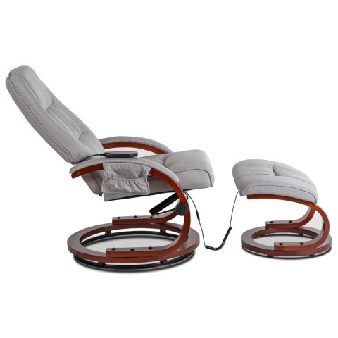 Fotel Masujący Podgrzewany CANO z Podnóżkiem Szary Tkanina