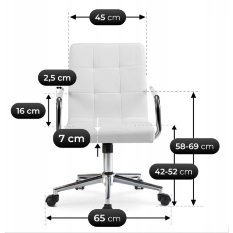 Krzesło Obrotowe Młodzieżowe ASTRO Białe Ekoskóra Nowoczesne