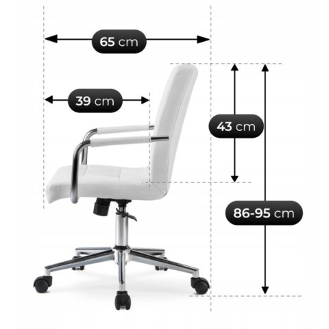 Krzesło Obrotowe Młodzieżowe ASTRO Białe Ekoskóra Nowoczesne