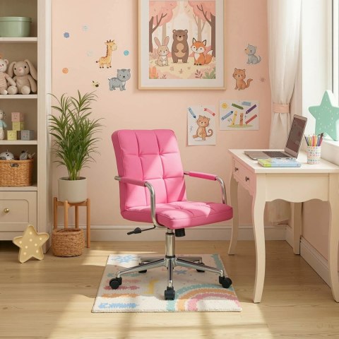 Krzesło Obrotowe Młodzieżowe ASTRO Różowe Ekoskóra Nowoczesne