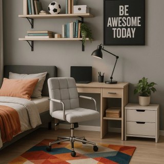 Fotel Obrotowy ASTRO Młodzieżowy Szary Welurowy