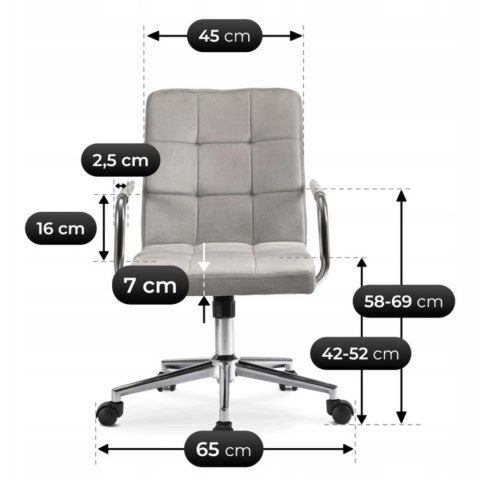 Krzesło Obrotowe Młodzieżowe ASTRO Szare Welurowe Nowoczesne