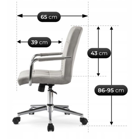 Krzesło Obrotowe Młodzieżowe ASTRO Szare Welurowe Nowoczesne