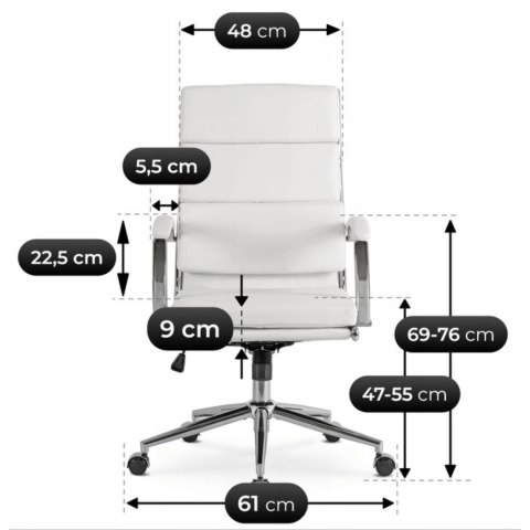 Fotel Biurowy CAMILO Obrotowy Biały Ekoskóra Nowoczesny