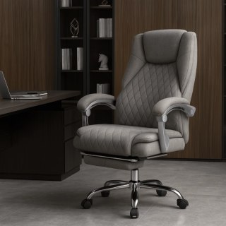 Fotel Biurowy Masujący z Funkcją Podgrzewania GIORGIO Obrotowy Szary Nowoczesny