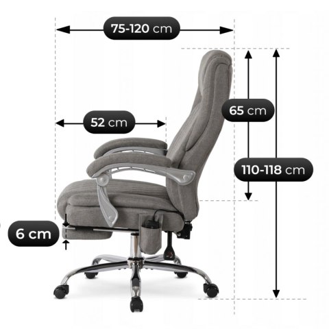 Fotel Biurowy Masujący z Funkcją Podgrzewania GIORGIO Obrotowy Szary Nowoczesny