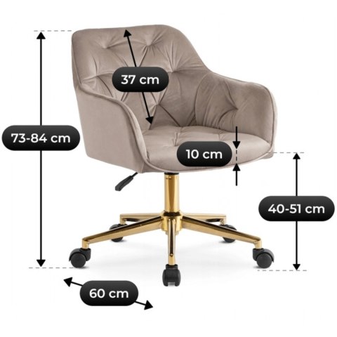 Fotel Obrotowy KONOR Beżowy Welurowy