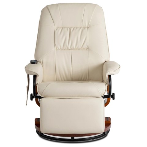 Fotel Masujący z Podnóżkiem WEST Beżowy Ekoskóra Nowoczesny