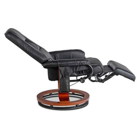 Fotel Masujący z Podnóżkiem WEST Czarny Ekoskóra Nowoczesny