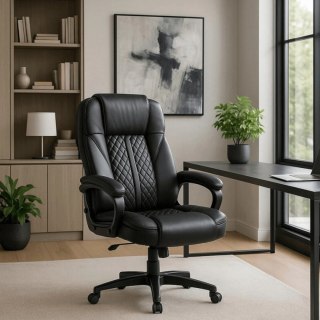 Fotel Biurowy PHONIX Obrotowy Czarny Ekoskóra Nowoczesny