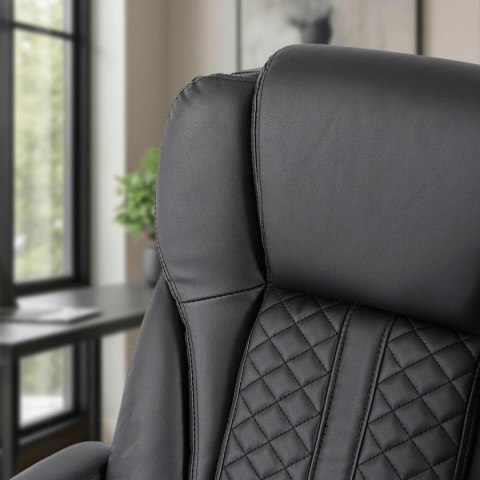 Fotel Biurowy PHONIX Obrotowy Czarny Ekoskóra Nowoczesny