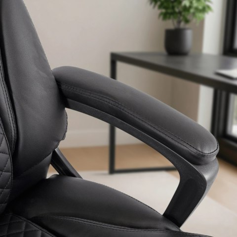 Fotel Biurowy PHONIX Obrotowy Czarny Ekoskóra Nowoczesny