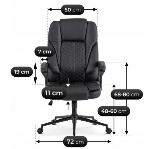 Fotel Biurowy PHONIX Obrotowy Czarny Ekoskóra Nowoczesny