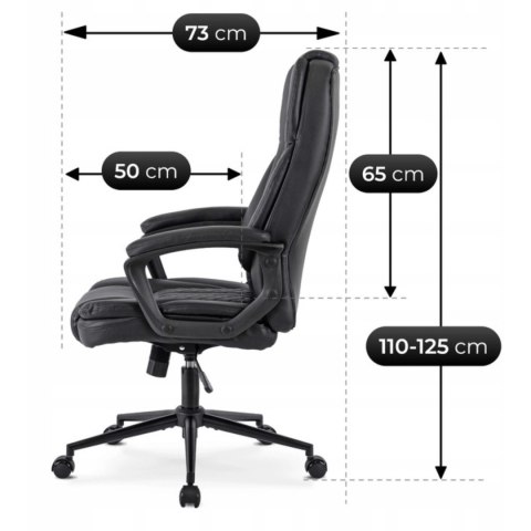 Fotel Biurowy PHONIX Obrotowy Czarny Ekoskóra Nowoczesny
