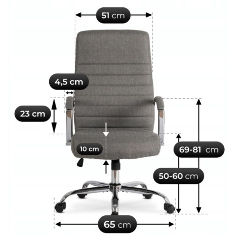 Fotel Biurowy Obrotowy RENES Szary Nowoczesny