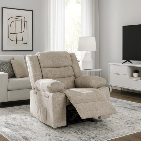 Fotel Rozkładany ARTURO Beżowy Welurowy